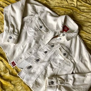 Dickies Corduroy Cream Crop Raw Hem Jacket